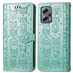 Leather Case Stands Fashionable Pattern Flip Cover Holder S03D for Xiaomi Redmi K50i 5G Green