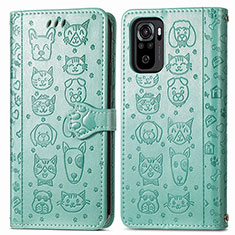 Leather Case Stands Fashionable Pattern Flip Cover Holder S03D for Xiaomi Redmi Note 10S 4G Green