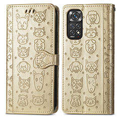 Leather Case Stands Fashionable Pattern Flip Cover Holder S03D for Xiaomi Redmi Note 11 4G (2022) Gold