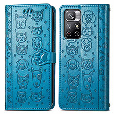 Leather Case Stands Fashionable Pattern Flip Cover Holder S03D for Xiaomi Redmi Note 11 5G Blue