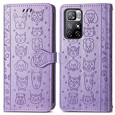 Leather Case Stands Fashionable Pattern Flip Cover Holder S03D for Xiaomi Redmi Note 11 5G Purple