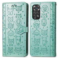 Leather Case Stands Fashionable Pattern Flip Cover Holder S03D for Xiaomi Redmi Note 11 Pro 4G Green