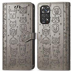 Leather Case Stands Fashionable Pattern Flip Cover Holder S03D for Xiaomi Redmi Note 11 Pro 5G Gray