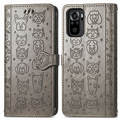 Leather Case Stands Fashionable Pattern Flip Cover Holder S03D for Xiaomi Redmi Note 11 SE India 4G Gray