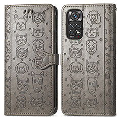 Leather Case Stands Fashionable Pattern Flip Cover Holder S03D for Xiaomi Redmi Note 12 Pro 4G Gray