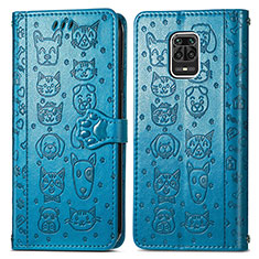 Leather Case Stands Fashionable Pattern Flip Cover Holder S03D for Xiaomi Redmi Note 9S Blue