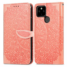 Leather Case Stands Fashionable Pattern Flip Cover Holder S04D for Google Pixel 5a 5G Orange