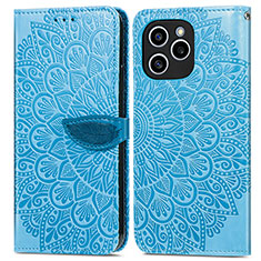 Leather Case Stands Fashionable Pattern Flip Cover Holder S04D for Huawei Honor 60 SE 5G Blue