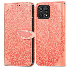 Leather Case Stands Fashionable Pattern Flip Cover Holder S04D for Huawei Honor X30i Orange