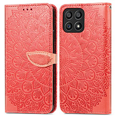 Leather Case Stands Fashionable Pattern Flip Cover Holder S04D for Huawei Honor X30i Red