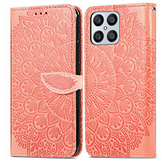 Leather Case Stands Fashionable Pattern Flip Cover Holder S04D for Huawei Honor X8 4G Orange