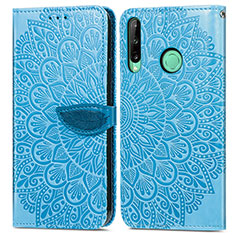 Leather Case Stands Fashionable Pattern Flip Cover Holder S04D for Huawei Y7p Blue