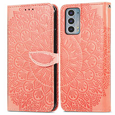 Leather Case Stands Fashionable Pattern Flip Cover Holder S04D for Motorola Moto Edge 20 5G Orange