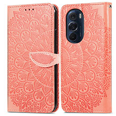 Leather Case Stands Fashionable Pattern Flip Cover Holder S04D for Motorola Moto Edge Plus (2022) 5G Orange