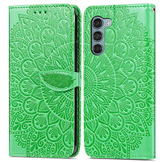 Leather Case Stands Fashionable Pattern Flip Cover Holder S04D for Motorola Moto Edge S30 5G Green
