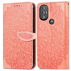 Leather Case Stands Fashionable Pattern Flip Cover Holder S04D for Motorola Moto G Play (2023) Orange