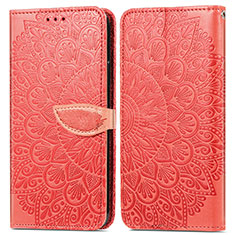 Leather Case Stands Fashionable Pattern Flip Cover Holder S04D for Motorola Moto G Pure Red