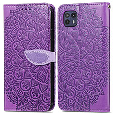 Leather Case Stands Fashionable Pattern Flip Cover Holder S04D for Motorola Moto G50 5G Purple