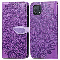 Leather Case Stands Fashionable Pattern Flip Cover Holder S04D for Oppo A16e Purple