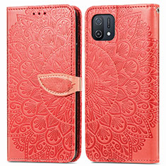 Leather Case Stands Fashionable Pattern Flip Cover Holder S04D for Oppo A16K Red