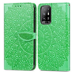 Leather Case Stands Fashionable Pattern Flip Cover Holder S04D for Oppo A94 5G Green