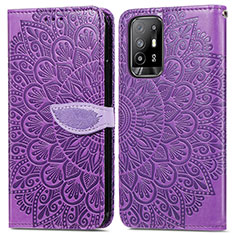 Leather Case Stands Fashionable Pattern Flip Cover Holder S04D for Oppo A95 5G Purple