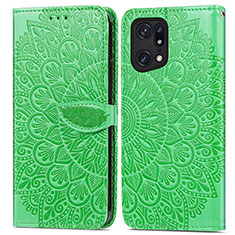 Leather Case Stands Fashionable Pattern Flip Cover Holder S04D for Oppo Find X5 5G Green