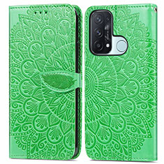 Leather Case Stands Fashionable Pattern Flip Cover Holder S04D for Oppo Reno5 A Green