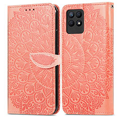 Leather Case Stands Fashionable Pattern Flip Cover Holder S04D for Realme 8i Orange