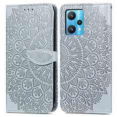 Leather Case Stands Fashionable Pattern Flip Cover Holder S04D for Realme 9 4G Gray