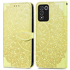 Leather Case Stands Fashionable Pattern Flip Cover Holder S04D for Realme 9 SE 5G Yellow