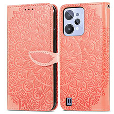 Leather Case Stands Fashionable Pattern Flip Cover Holder S04D for Realme C31 Orange