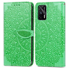 Leather Case Stands Fashionable Pattern Flip Cover Holder S04D for Realme GT 5G Green