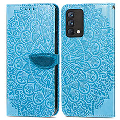 Leather Case Stands Fashionable Pattern Flip Cover Holder S04D for Realme GT Master 5G Blue