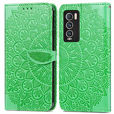 Leather Case Stands Fashionable Pattern Flip Cover Holder S04D for Realme GT Master Explorer 5G Green