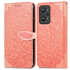 Leather Case Stands Fashionable Pattern Flip Cover Holder S04D for Realme GT Neo2 5G Orange