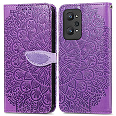 Leather Case Stands Fashionable Pattern Flip Cover Holder S04D for Realme GT Neo2 5G Purple