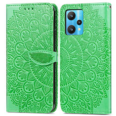 Leather Case Stands Fashionable Pattern Flip Cover Holder S04D for Realme Narzo 50 Pro 5G Green