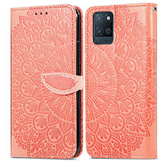 Leather Case Stands Fashionable Pattern Flip Cover Holder S04D for Realme V11 5G Orange