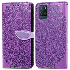 Leather Case Stands Fashionable Pattern Flip Cover Holder S04D for Realme V11s 5G Purple