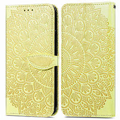 Leather Case Stands Fashionable Pattern Flip Cover Holder S04D for Samsung Galaxy A02s Yellow