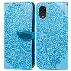 Leather Case Stands Fashionable Pattern Flip Cover Holder S04D for Samsung Galaxy A03 Core Blue