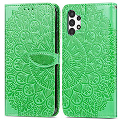 Leather Case Stands Fashionable Pattern Flip Cover Holder S04D for Samsung Galaxy A13 4G Green