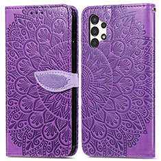 Leather Case Stands Fashionable Pattern Flip Cover Holder S04D for Samsung Galaxy A13 4G Purple