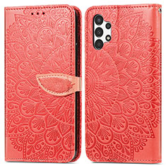 Leather Case Stands Fashionable Pattern Flip Cover Holder S04D for Samsung Galaxy A13 4G Red