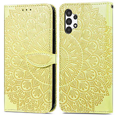 Leather Case Stands Fashionable Pattern Flip Cover Holder S04D for Samsung Galaxy A13 4G Yellow