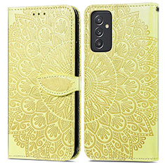 Leather Case Stands Fashionable Pattern Flip Cover Holder S04D for Samsung Galaxy A15 5G Yellow