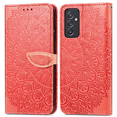 Leather Case Stands Fashionable Pattern Flip Cover Holder S04D for Samsung Galaxy A15 LTE Red