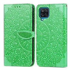 Leather Case Stands Fashionable Pattern Flip Cover Holder S04D for Samsung Galaxy A22 4G Green