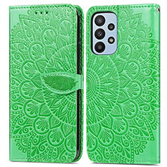 Leather Case Stands Fashionable Pattern Flip Cover Holder S04D for Samsung Galaxy A23 5G Green